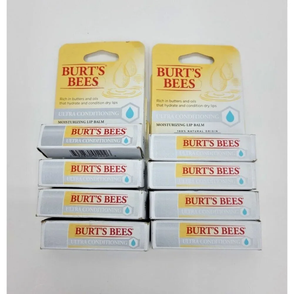 Burt's Bees Beeswax Lip Balm Ultra Conditioning Moisturizing Lot of 8